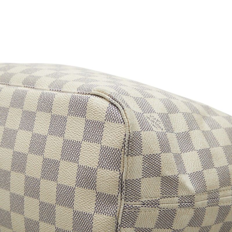 Louis Vuitton Damier Neverfull MM Tote Shoulder Bag White Ivory Leather — view 4