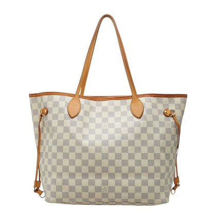 Louis Vuitton Damier Neverfull MM Tote Shoulder Bag White Ivory Leather