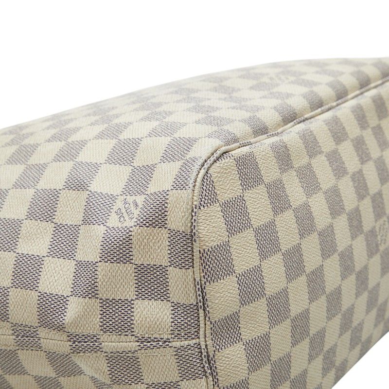 Louis Vuitton Damier Neverfull MM Tote Shoulder Bag White Ivory Leather — view 7