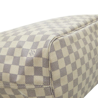 Louis Vuitton Damier Neverfull MM Tote Shoulder Bag White Ivory Leather — view 7