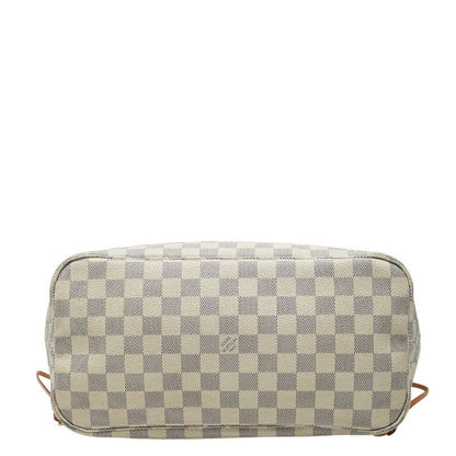 Louis Vuitton Damier Neverfull MM Tote Shoulder Bag White Ivory Leather — view 3