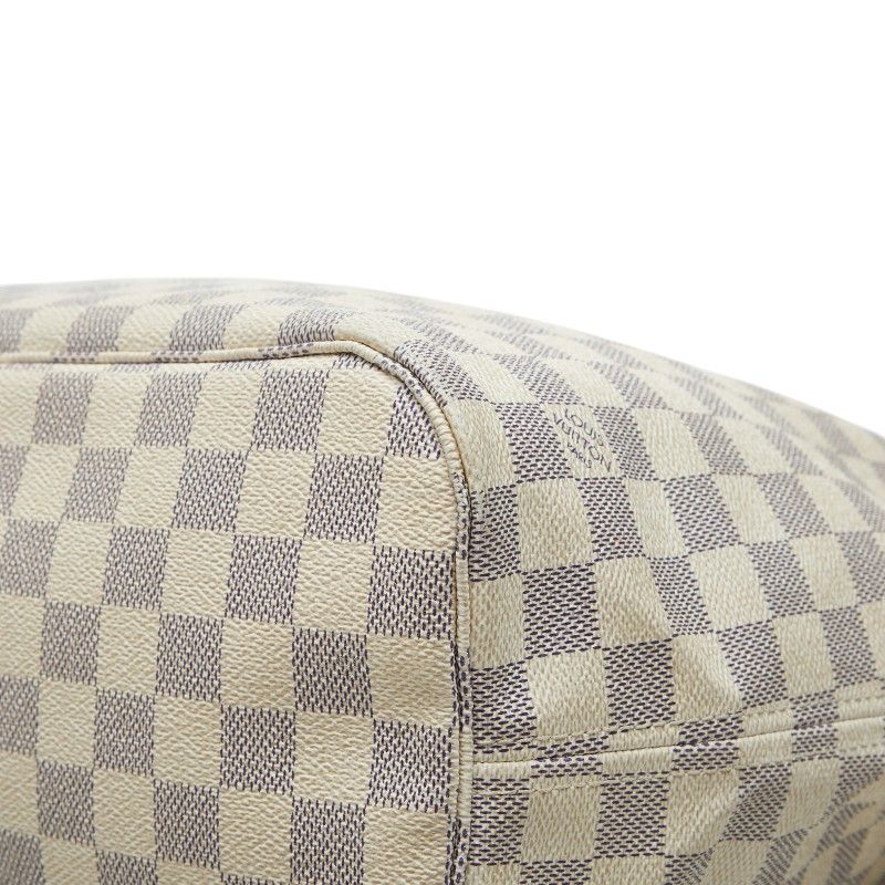 Louis Vuitton Damier Neverfull MM Tote Shoulder Bag White Ivory Leather — view 6