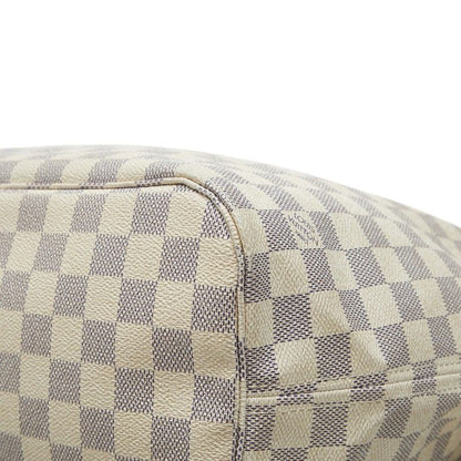 Louis Vuitton Damier Neverfull MM Tote Shoulder Bag White Ivory Leather — view 6