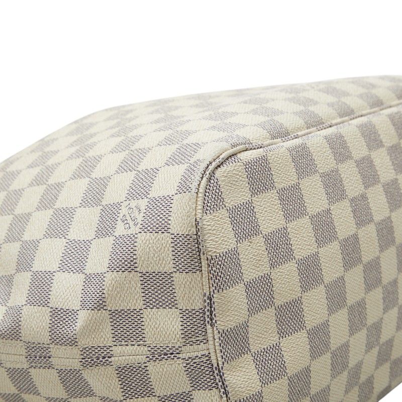 Louis Vuitton Damier Neverfull MM Tote Shoulder Bag White Ivory Leather — view 5