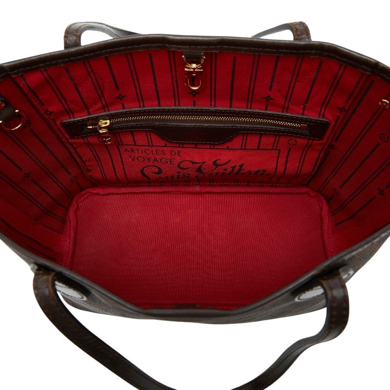 Louis Vuitton Damier Neverfull PM Tote Brown Leather — view 6