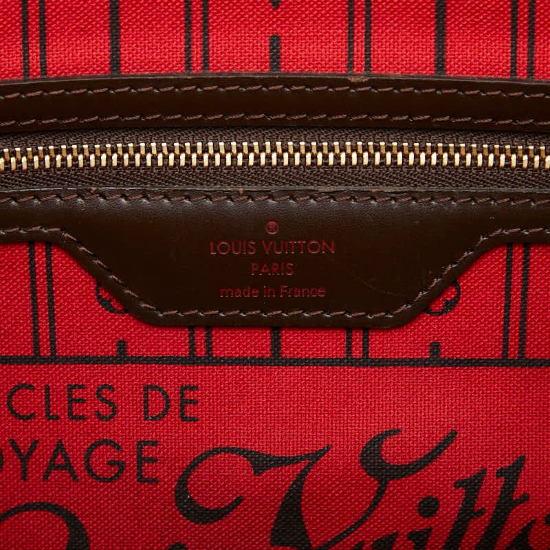 Louis Vuitton Damier Neverfull PM Tote Brown Leather — view 8