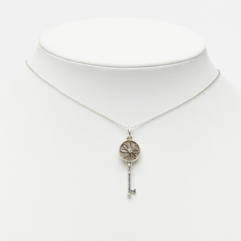 Tiffany & Co Daisy Key Diamond Necklace Silver — view 7