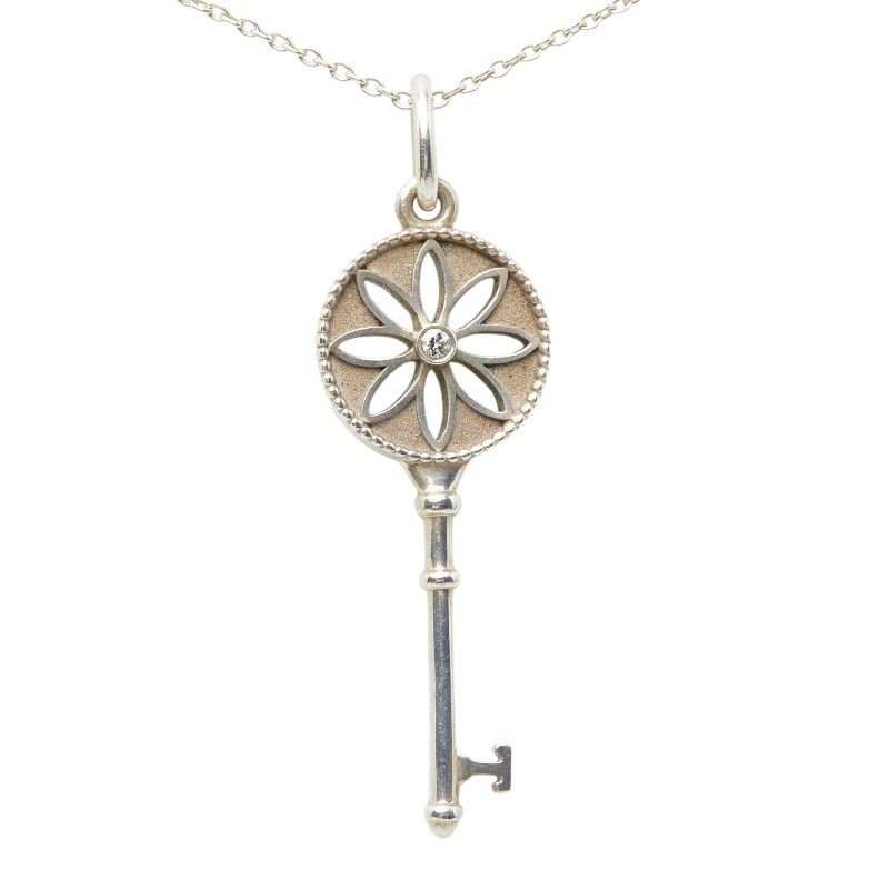 Tiffany & Co Daisy Key Diamond Necklace Silver — view 2