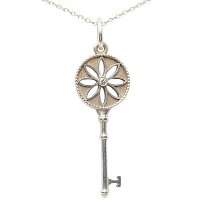 Tiffany & Co Daisy Key Diamond Necklace Silver — view 2