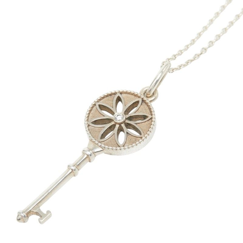 Tiffany & Co Daisy Key Diamond Necklace Silver