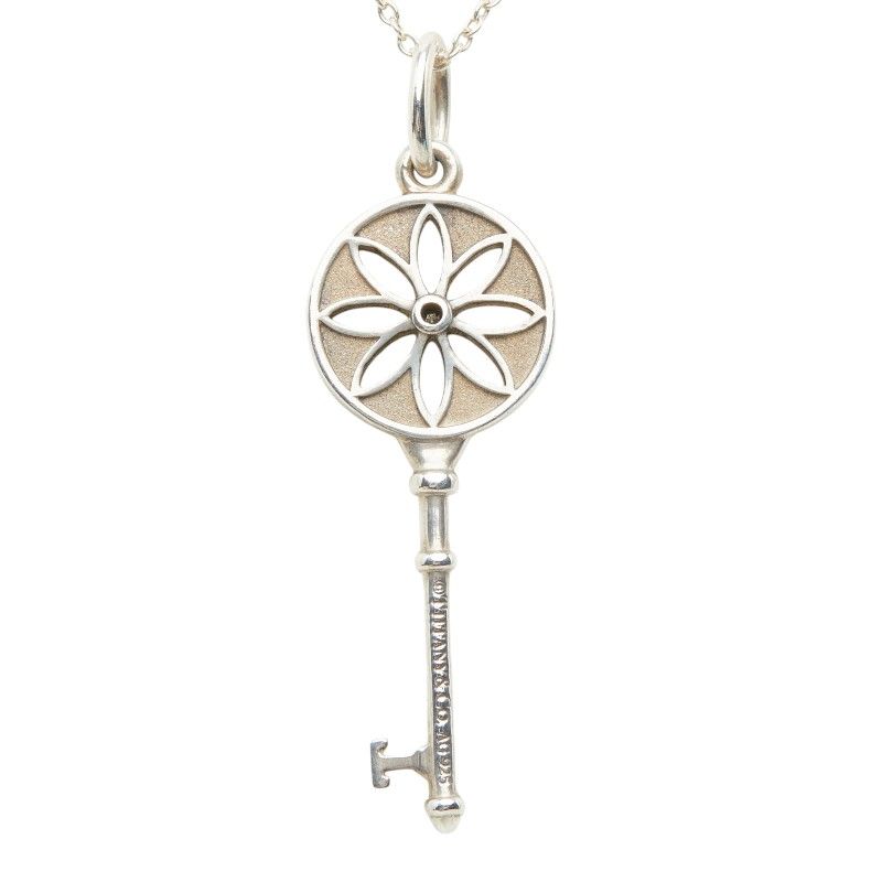 Tiffany & Co Daisy Key Diamond Necklace Silver — view 3
