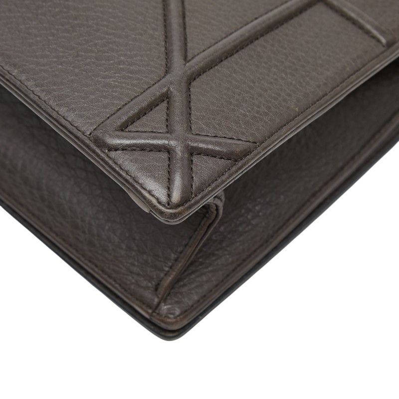 Diorama Chain Shoulder Bag Brown Leather — view 6