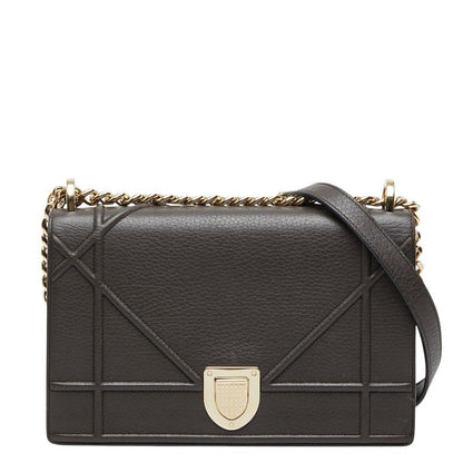 Diorama Chain Shoulder Bag Brown Leather
