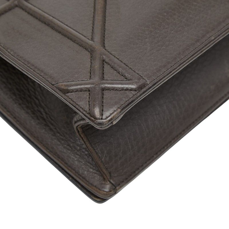 Diorama Chain Shoulder Bag Brown Leather — view 7
