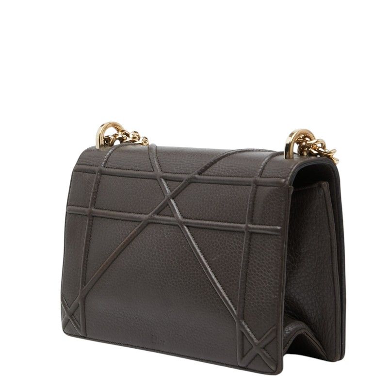 Diorama Chain Shoulder Bag Brown Leather — view 2