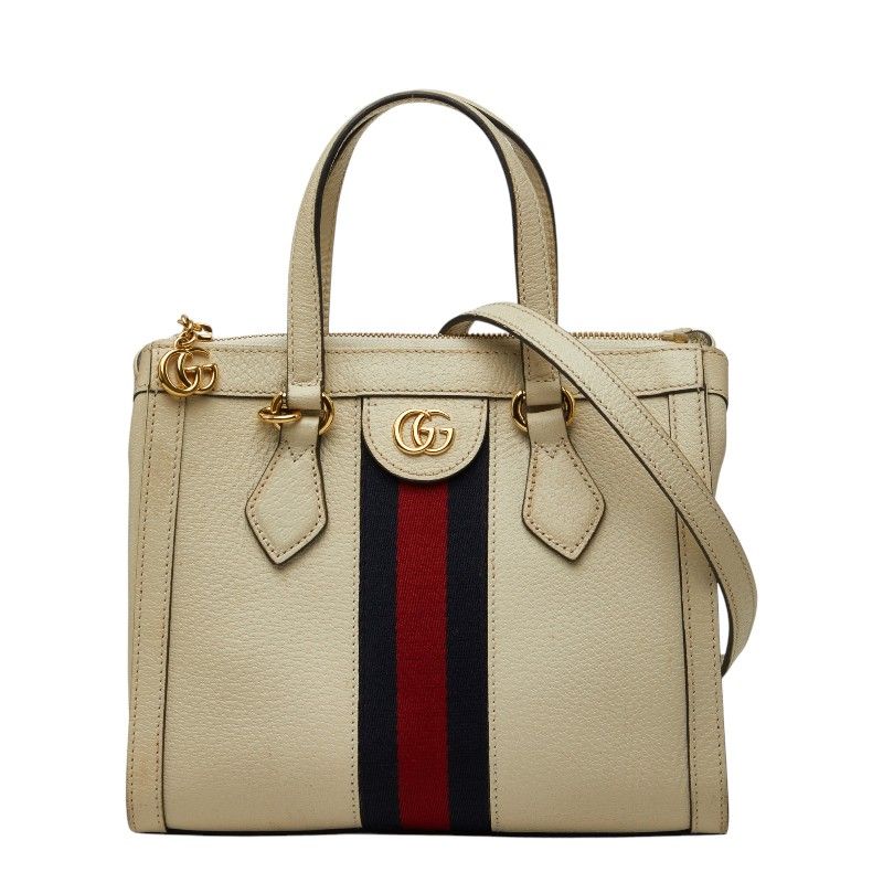 Gucci Ophidia Sherry Line Double Small 2-Way Shoulder Bag Ivory Leather