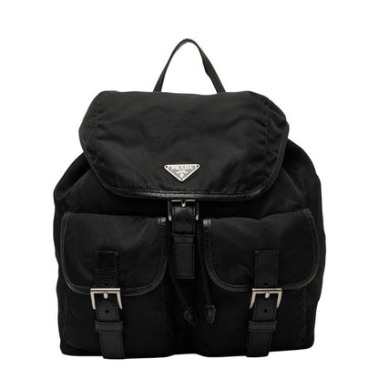 Prada Vera Sports Backpack Black Leather Tessuto Nylon