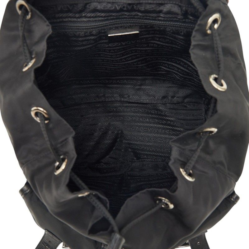 Prada Vera Sports Backpack Black Leather Tessuto Nylon — view 9
