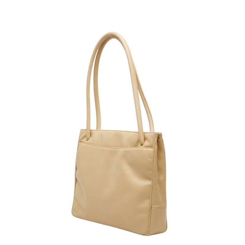 Chanel CC Logo Tote Beige Leather — view 2
