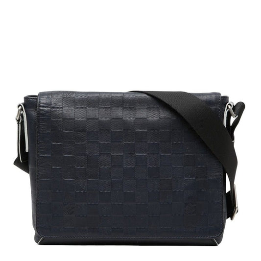 Louis Vuitton Damier Infini District PM Shoulder Bag Navy Leather