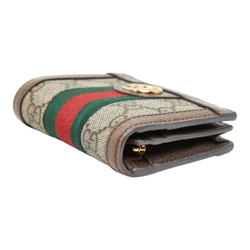 Gucci Ophidia GG Supreme Bifold Wallet Compact Beige Multicolor Leather — view 6