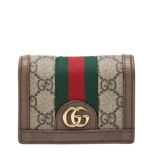 Gucci Ophidia GG Supreme Bifold Wallet Compact Beige Multicolor Leather