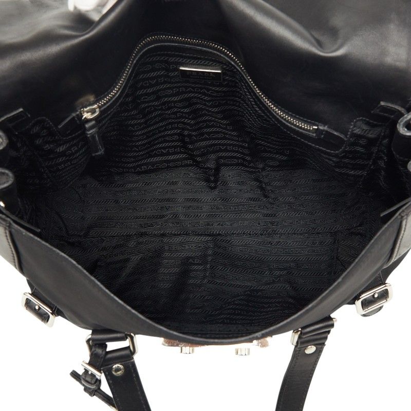 Prada Flap Shoulder Bag Black Nylon Leather — view 9