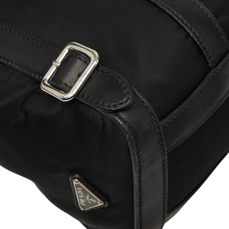 Prada Flap Shoulder Bag Black Nylon Leather — view 5