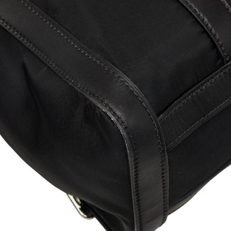 Prada Flap Shoulder Bag Black Nylon Leather — view 7