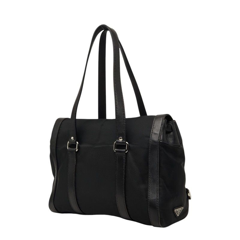 Prada Flap Shoulder Bag Black Nylon Leather — view 2
