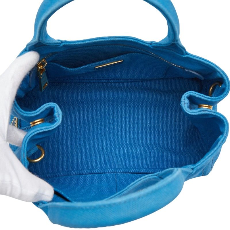 Prada Canapa Mini 2-Way Shoulder Bag Light Blue Canvas — view 9