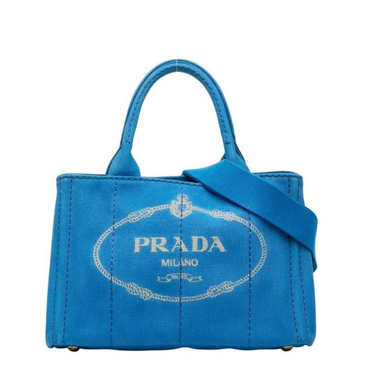 Prada Canapa Mini 2-Way Shoulder Bag Light Blue Canvas