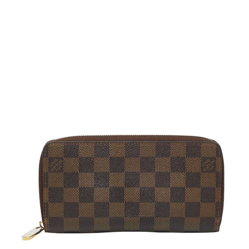 Louis Vuitton Damier Zippy Wallet Zip Around Brown Leather