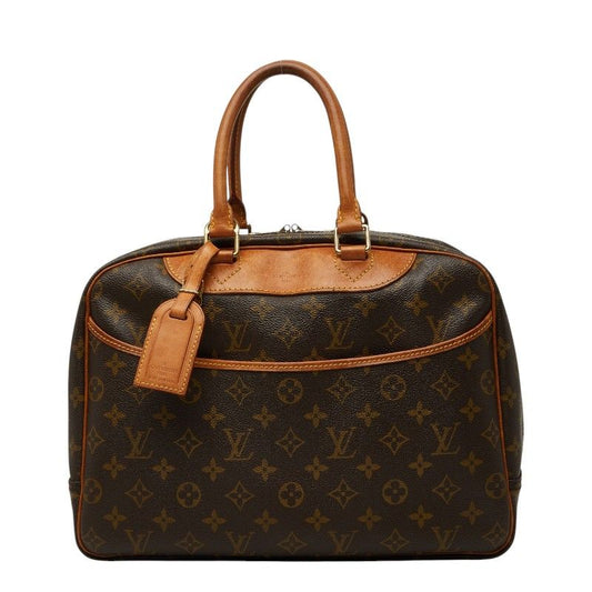 Louis Vuitton Monogram Deauville Handbag Brown Leather