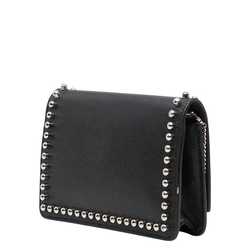 Fendi Carlito Studded Chain Wallet Shoulder Bag Black Multicolor Leather — view 2