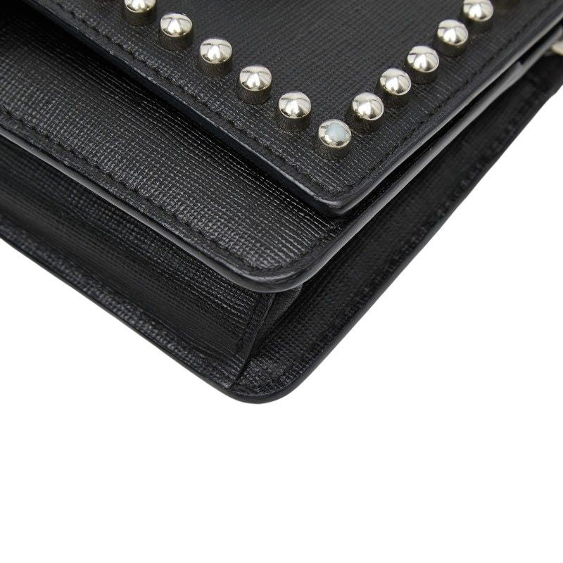 Fendi Carlito Studded Chain Wallet Shoulder Bag Black Multicolor Leather — view 4