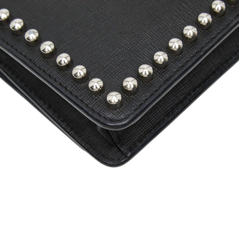 Fendi Carlito Studded Chain Wallet Shoulder Bag Black Multicolor Leather — view 7