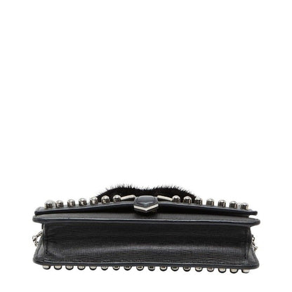 Fendi Carlito Studded Chain Wallet Shoulder Bag Black Multicolor Leather — view 3