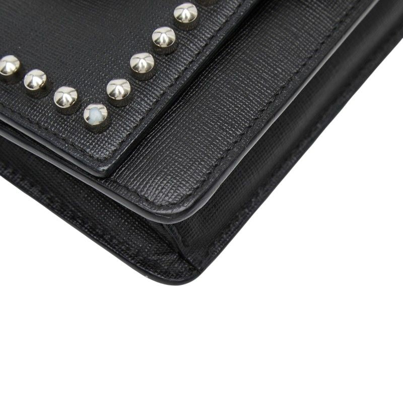 Fendi Carlito Studded Chain Wallet Shoulder Bag Black Multicolor Leather — view 5