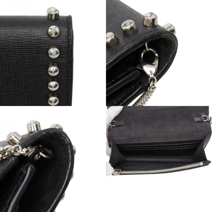 Fendi Carlito Studded Chain Wallet Shoulder Bag Black Multicolor Leather — view 9