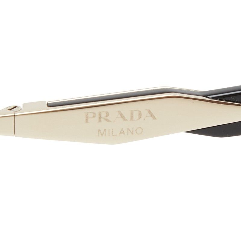Prada Oval Frame Metal Sunglasses Black Silver Acetate 1- Eyewear — view 7