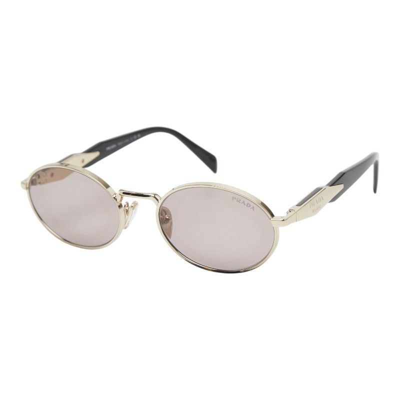 Prada Oval Frame Metal Sunglasses Black Silver Acetate 1- Eyewear