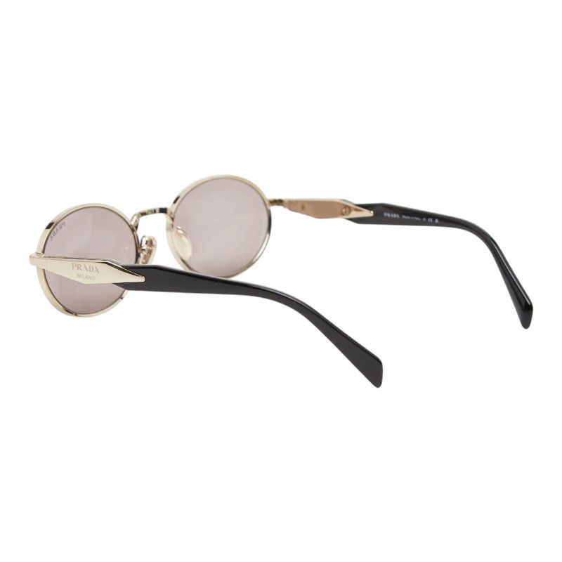 Prada Oval Frame Metal Sunglasses Black Silver Acetate 1- Eyewear — view 2
