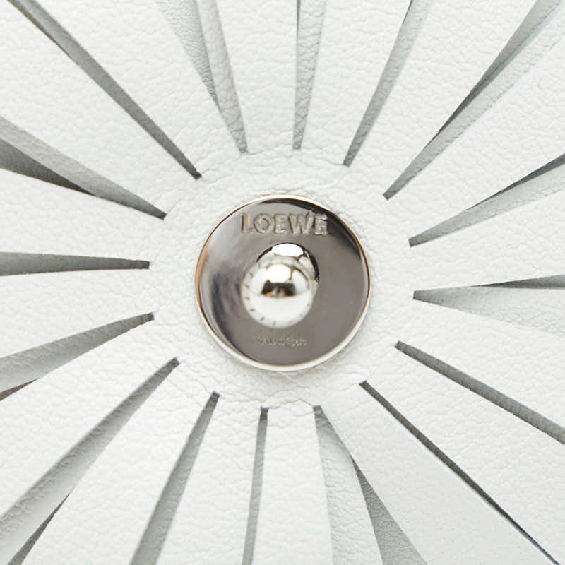 Loewe Stud Flower Bag Charm White Yellow Leather — view 3