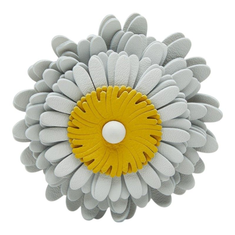 Loewe Stud Flower Bag Charm White Yellow Leather
