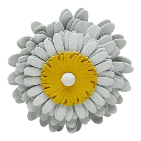 Loewe Stud Flower Bag Charm White Yellow Leather