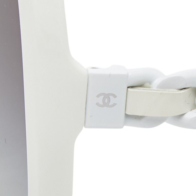 Chanel CC Logo Chain Gradient Sunglasses White Acetate 1- Eyewear — view 5