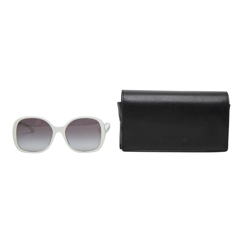 Chanel CC Logo Chain Gradient Sunglasses White Acetate 1- Eyewear — view 8