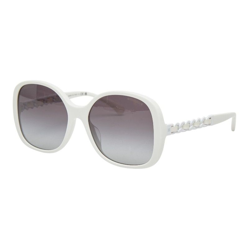 Chanel CC Logo Chain Gradient Sunglasses White Acetate 1- Eyewear