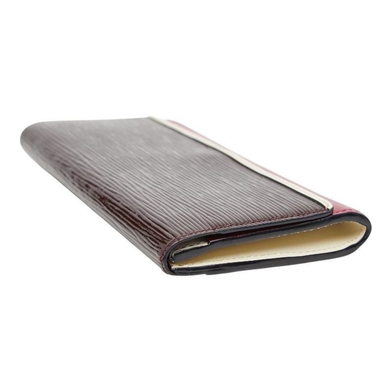 Louis Vuitton Epi Portefeuille Flor Wallet Wine Red Multicolor Patent Leather — view 6